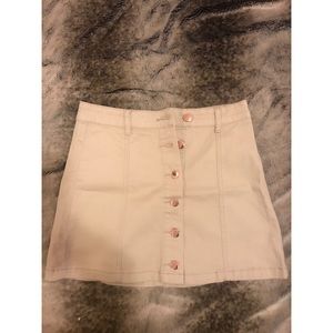 Tan Rose Gold Button Down Mini Skirt Size 26